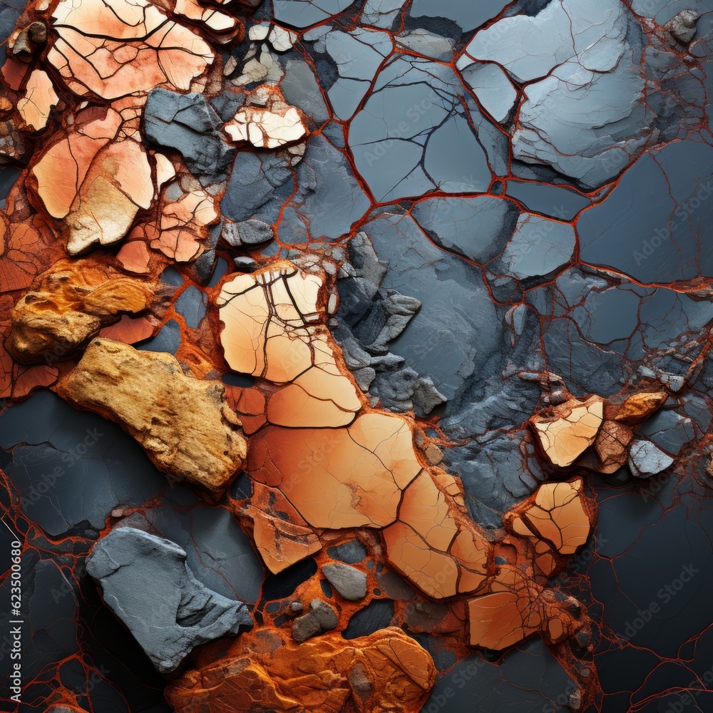 Photo of a cracked surface in close-up detail.generative ai