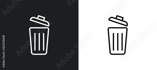 trash can open icon isolated in white and black colors. trash can open outline vector icon from tools and utensils collection for web, mobile apps and ui.