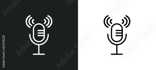 microphone voice icon isolated in white and black colors. microphone voice outline vector icon from technology collection for web, mobile apps and ui.