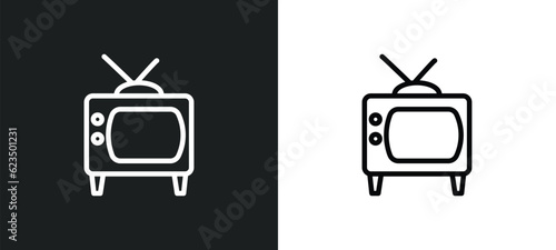 old television icon isolated in white and black colors. old television outline vector icon from technology collection for web, mobile apps and ui.