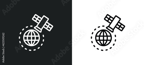 satellite in orbit icon isolated in white and black colors. satellite in orbit outline vector icon from technology collection for web, mobile apps and ui.
