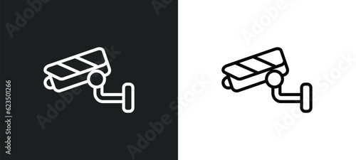 security cam icon isolated in white and black colors. security cam outline vector icon from technology collection for web, mobile apps and ui.
