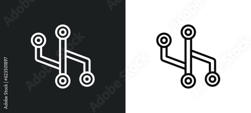 version control icon isolated in white and black colors. version control outline vector icon from technology collection for web, mobile apps and ui.