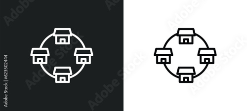 franchise icon isolated in white and black colors. franchise outline vector icon from startup stategy and collection for web, mobile apps and ui.