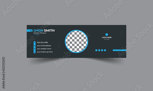 Modern blue and black colors Clean and simple email signature design,  and abstractive template with vector format.