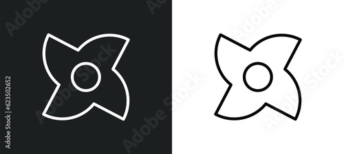 ninja shuriken icon isolated in white and black colors. ninja shuriken outline vector icon from sports collection for web, mobile apps and ui.