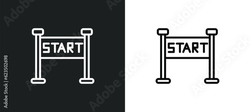 starting line icon isolated in white and black colors. starting line outline vector icon from sports collection for web, mobile apps and ui.