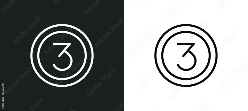 third icon isolated in white and black colors. third outline vector icon from sports collection for web, mobile apps and ui.