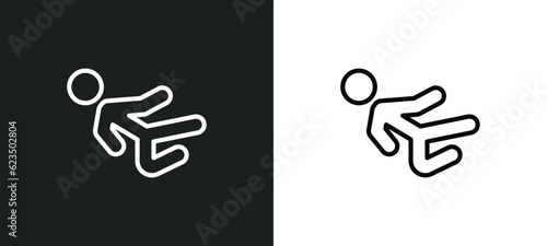 karate fighter icon isolated in white and black colors. karate fighter outline vector icon from sports collection for web, mobile apps and ui.