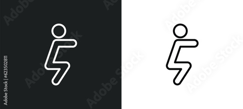 squat icon isolated in white and black colors. squat outline vector icon from sports collection for web, mobile apps and ui.