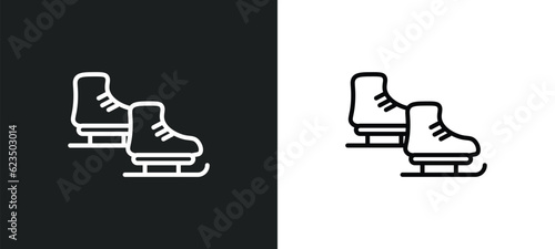 ice skates icon isolated in white and black colors. ice skates outline vector icon from sports collection for web, mobile apps and ui.