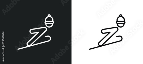 jumping ski icon isolated in white and black colors. jumping ski outline vector icon from sports collection for web, mobile apps and ui.