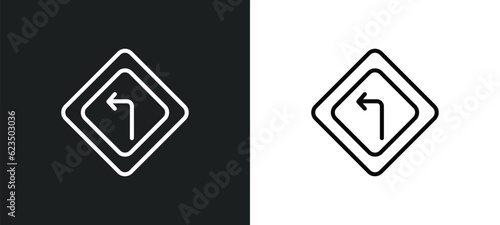 left bend icon isolated in white and black colors. left bend outline vector icon from sports collection for web, mobile apps and ui.