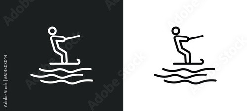 jet surfing icon isolated in white and black colors. jet surfing outline vector icon from sports collection for web, mobile apps and ui.