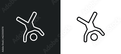 cartwheel icon isolated in white and black colors. cartwheel outline vector icon from sports collection for web, mobile apps and ui.