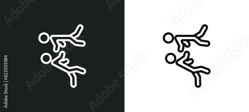 two judo fighters icon isolated in white and black colors. two judo fighters outline vector icon from sports collection for web, mobile apps and ui.