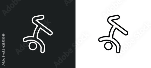 breakdancing dancer icon isolated in white and black colors. breakdancing dancer outline vector icon from sports collection for web, mobile apps and ui.
