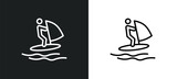 windsurf icon isolated in white and black colors. windsurf outline vector icon from sport collection for web, mobile apps and ui.