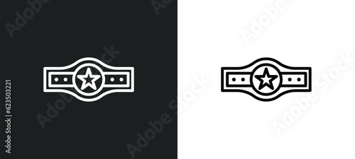 boxer with belt icon isolated in white and black colors. boxer with belt outline vector icon from sports collection for web, mobile apps and ui.
