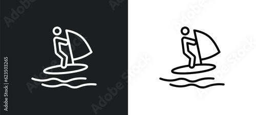 windsurf icon isolated in white and black colors. windsurf outline vector icon from sport collection for web, mobile apps and ui.