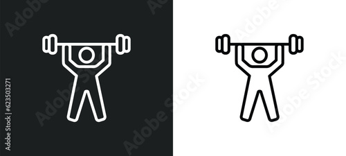 weightlifter icon isolated in white and black colors. weightlifter outline vector icon from sport collection for web, mobile apps and ui.