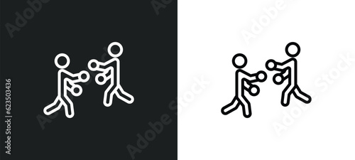 boxing icon isolated in white and black colors. boxing outline vector icon from sport collection for web, mobile apps and ui.
