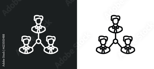 coordinating people icon isolated in white and black colors. coordinating people outline vector icon from social media marketing collection for web, mobile apps and ui.