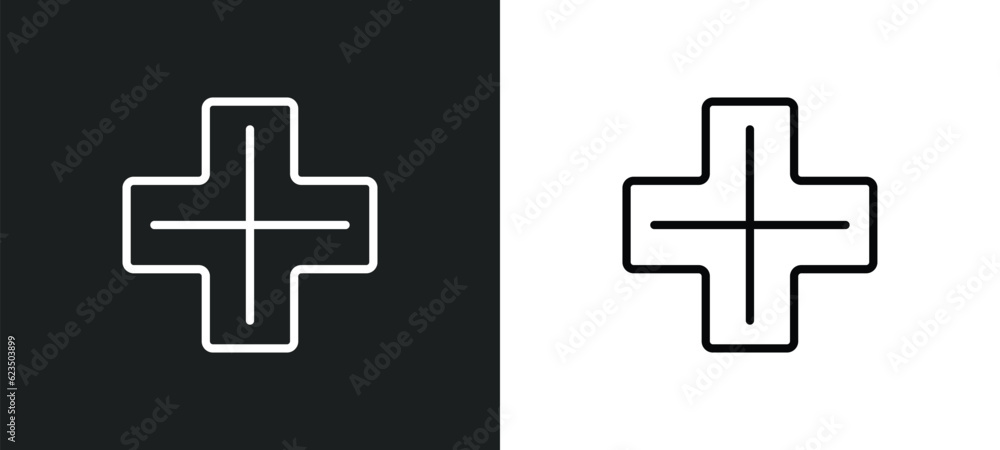 Fototapeta premium addition thick icon isolated in white and black colors. addition thick outline vector icon from signs collection for web, mobile apps and ui.