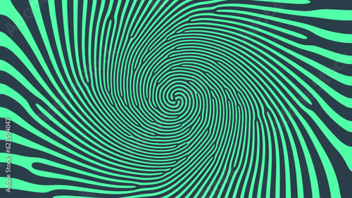 Mesmerizing Spiral Psychedelic Art Vector Hypnotic Pattern Turquoise Abstract Background. Vortex Radial Structure Acid Trip Hallucination Effect Bizarre Abstraction. Optic Illusion Crazy Illustration