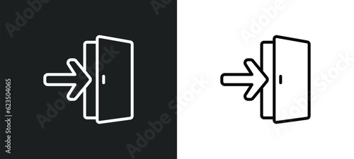exit right arrow icon isolated in white and black colors. exit right arrow outline vector icon from signs collection for web, mobile apps and ui.