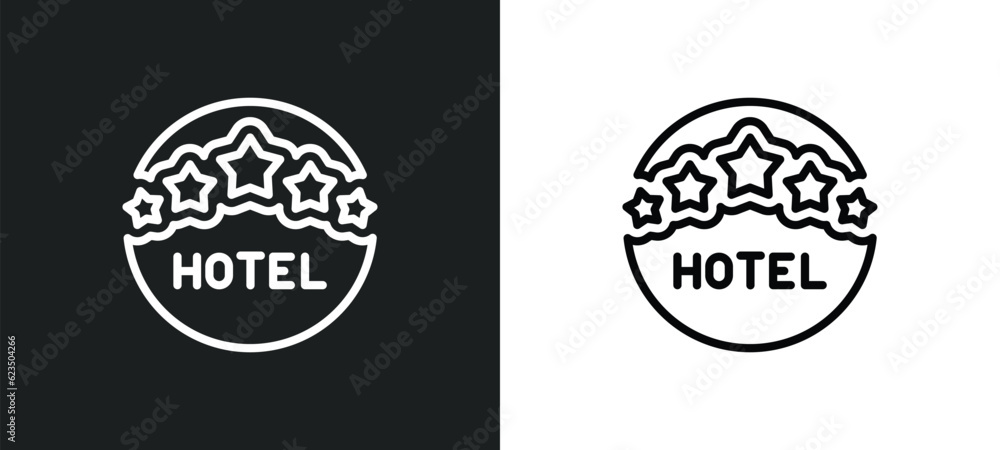 round hotel icon isolated in white and black colors. round hotel outline vector icon from signs collection for web, mobile apps and ui.