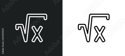 square root icon isolated in white and black colors. square root outline vector icon from signs collection for web, mobile apps and ui.