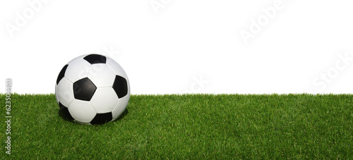 Soccer ball on green grass © Alekss