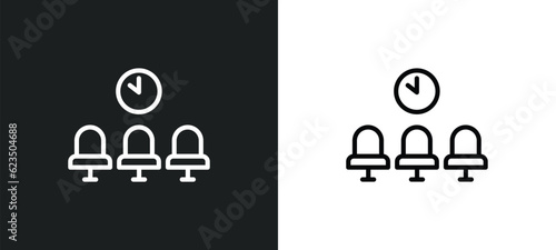waiting room icon isolated in white and black colors. waiting room outline vector icon from signs collection for web, mobile apps and ui.