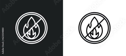 no fire icon isolated in white and black colors. no fire outline vector icon from signs collection for web, mobile apps and ui.