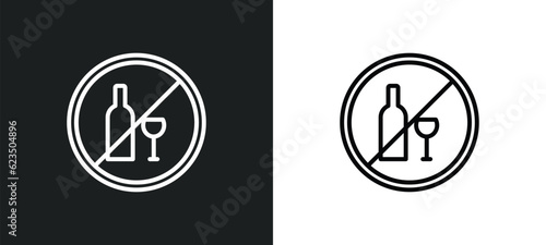 no alcohol icon isolated in white and black colors. no alcohol outline vector icon from signs collection for web, mobile apps and ui.