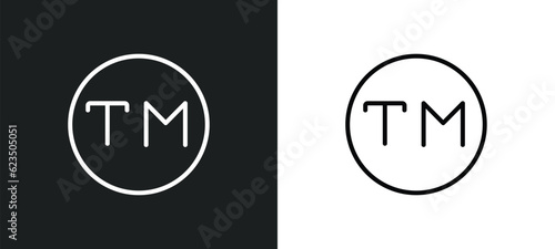 trademark icon isolated in white and black colors. trademark outline vector icon from shapes collection for web, mobile apps and ui.