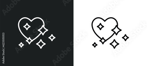 heart with shine icon isolated in white and black colors. heart with shine outline vector icon from shapes collection for web, mobile apps and ui.