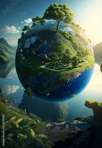 Green ecology world environment day, Generative AI Illustration.