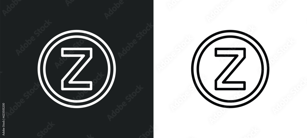 z icon isolated in white and black colors. z outline vector icon from shapes collection for web, mobile apps and ui.