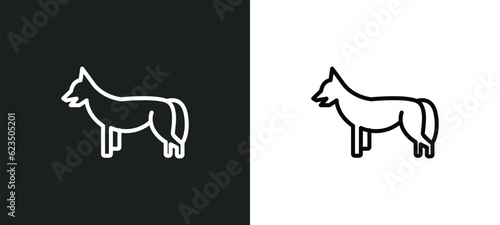 jackal icon isolated in white and black colors. jackal outline vector icon from shapes collection for web, mobile apps and ui.