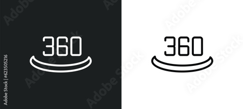 360 icon isolated in white and black colors. 360 outline vector icon from shapes collection for web, mobile apps and ui.