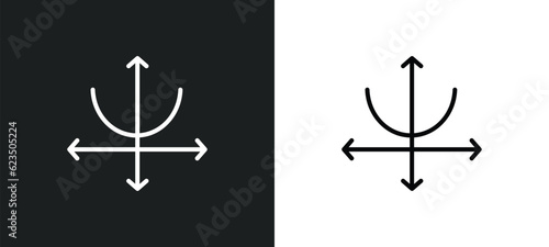 parabola icon isolated in white and black colors. parabola outline vector icon from shapes collection for web, mobile apps and ui.