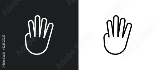 four finger in hand icon isolated in white and black colors. four finger in hand outline vector icon from shapes collection for web, mobile apps and ui.