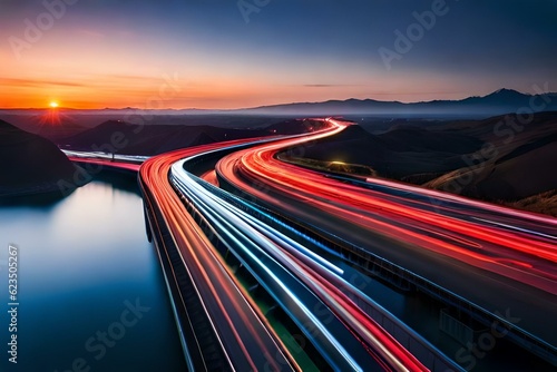 Foto abstract long exposure dynamic speed light trails background