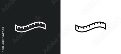 measuring tape icon isolated in white and black colors. measuring tape outline vector icon from sew collection for web, mobile apps and ui.