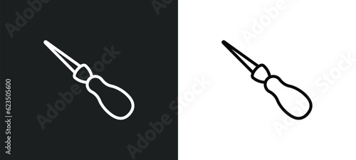 awl icon isolated in white and black colors. awl outline vector icon from sew collection for web, mobile apps and ui.