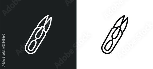 thread nippers icon isolated in white and black colors. thread nippers outline vector icon from sew collection for web, mobile apps and ui.