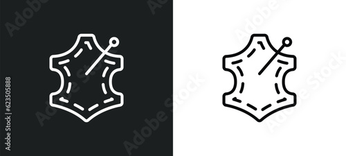 leather icon isolated in white and black colors. leather outline vector icon from sew collection for web, mobile apps and ui.