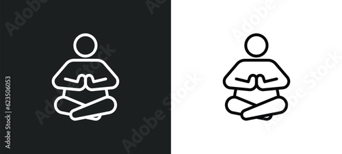 meditation icon isolated in white and black colors. meditation outline vector icon from religion collection for web, mobile apps and ui.